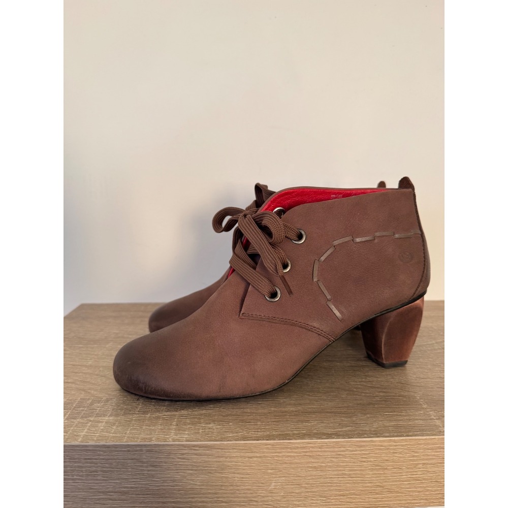 Josef Seibel Brown Leather Lace Up Ankle Boots Block Heel Size 38 Fits Like 8 - Picture 6 of 13